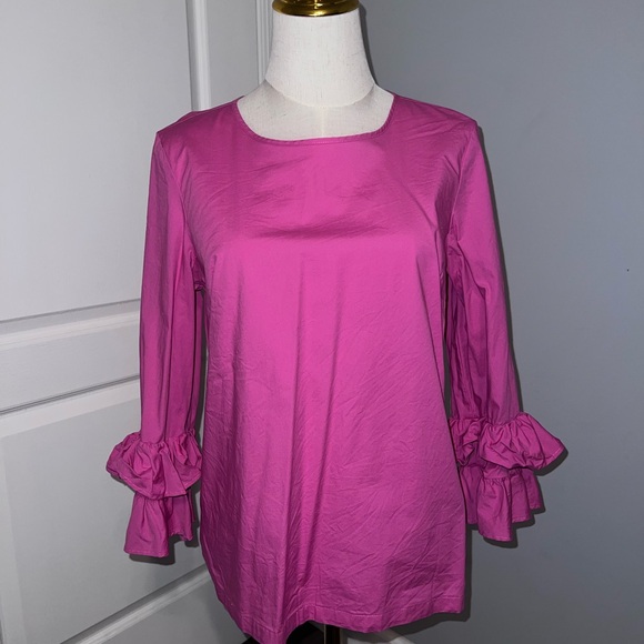 J. Crew Tops - J. Crew Fuchsia Ruffle-Sleeve Blouse